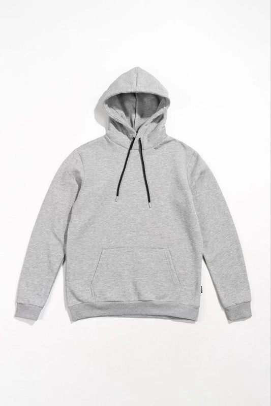 Kadın Uzun Kol Kapşonlu Basic Sweatshirt hoodie - Gri