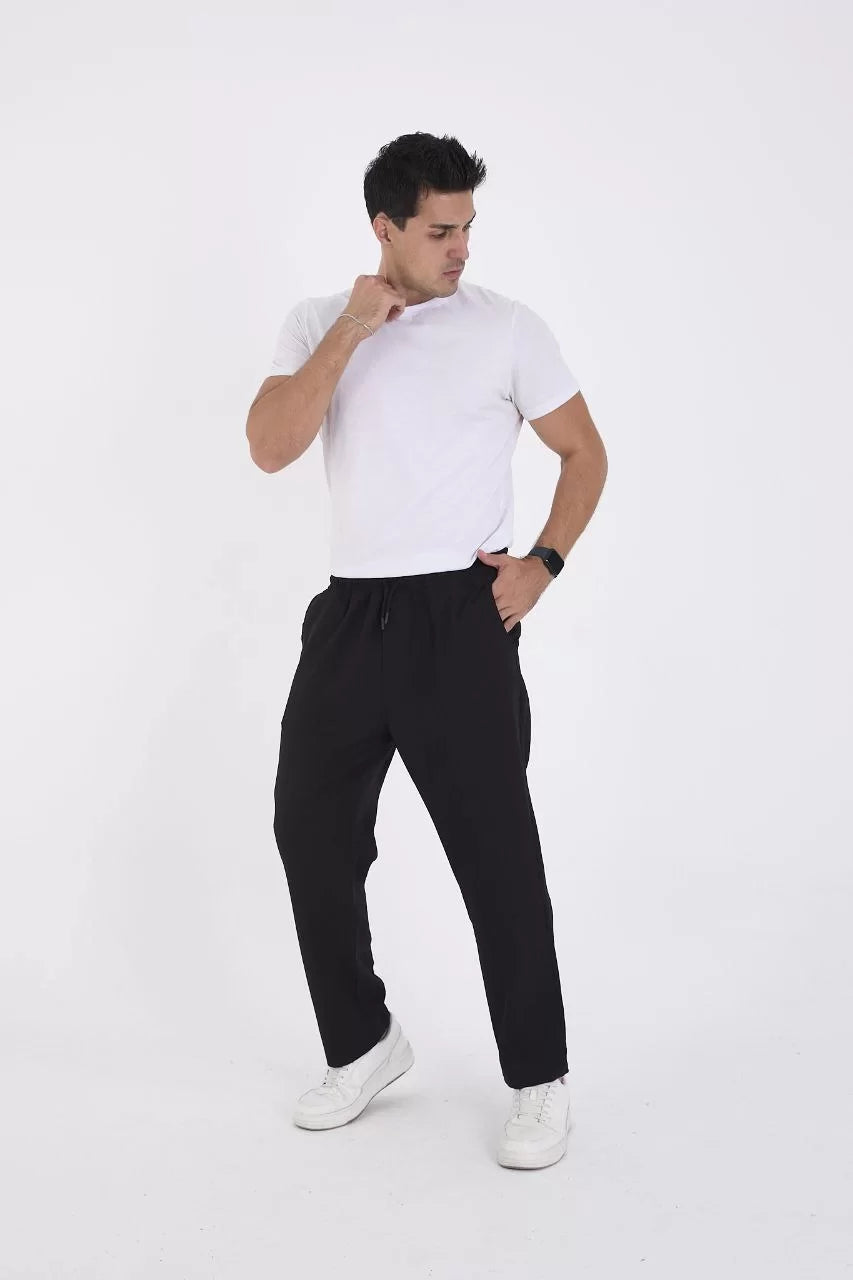 Kışlık Dabıl Kumaş Basic Eşofman Pantolon - Siyah